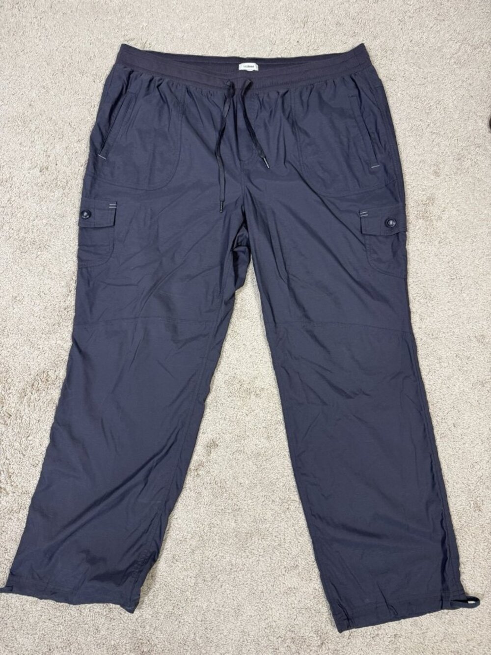 L.L Bean Vista Camp Pants Womens 2X Regular Blue Cargo Wide Leg 503363 Hiking